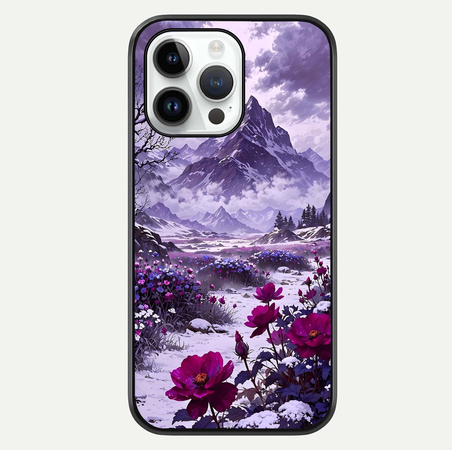 Flower Mountain View Glass Case For iPhone 14 Pro by Custom World