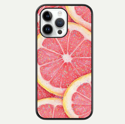 Glitter Grapefruit Glass Case For iPhone 14 Pro by Custom World