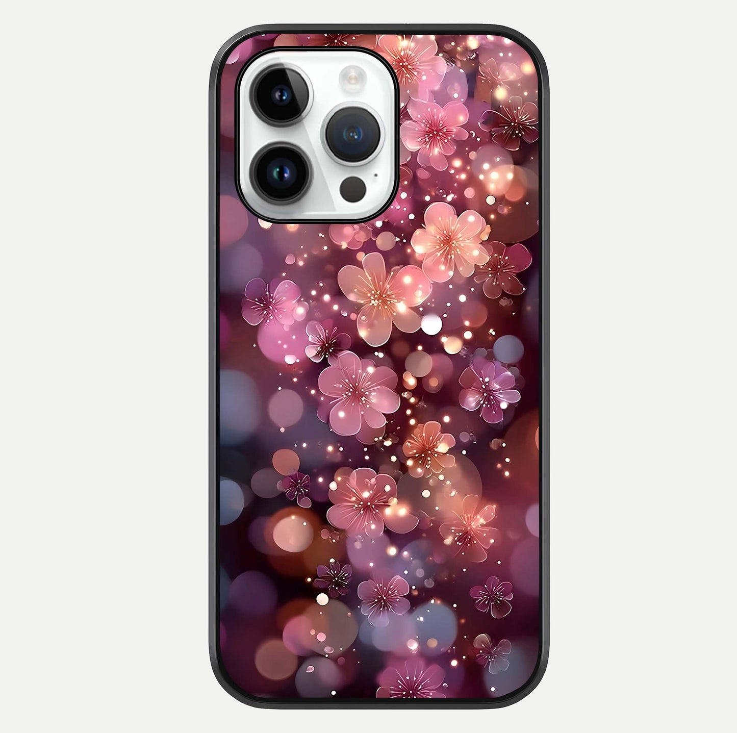 Glowing Petal Bliss Glass Case For iPhone 14 Pro by Custom World