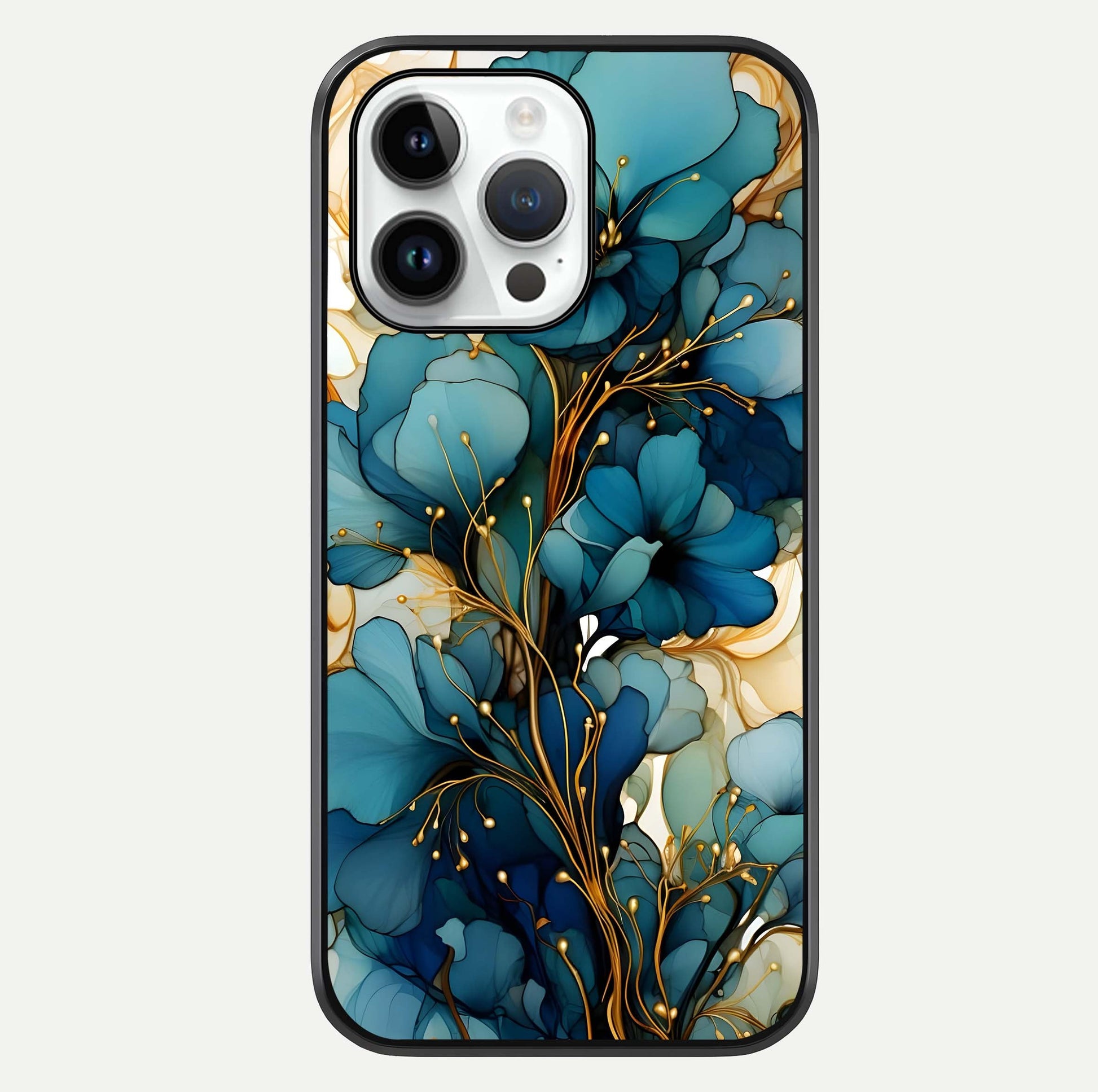 Golden Bloom Symphony Glass Case For iPhone 14 Pro by Custom World