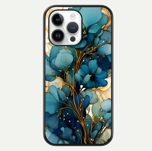 Golden Bloom Symphony Glass Case For iPhone 14 Pro by Custom World