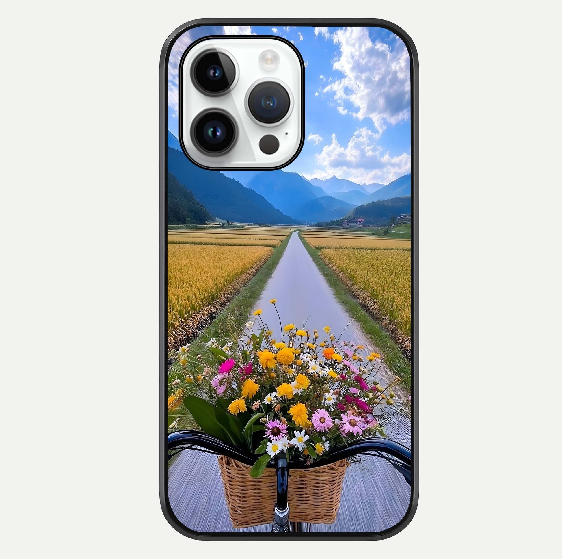 Golden Field Journey Glass Case For iPhone 14 Pro by Custom World