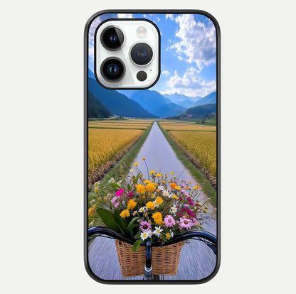 Golden Field Journey Glass Case For iPhone 14 Pro by Custom World