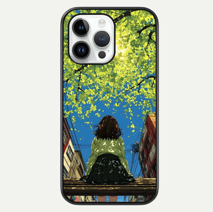 Golden Leaves Glow Glass Case For iPhone 14 Pro by Custom World