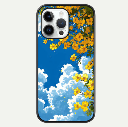 Golden Petal Sky Glass Case For iPhone 14 Pro by Custom World