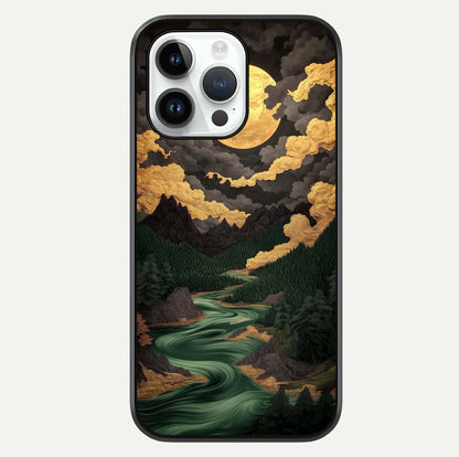 Golden River Moon Glass Case For iPhone 14 Pro by Custom World
