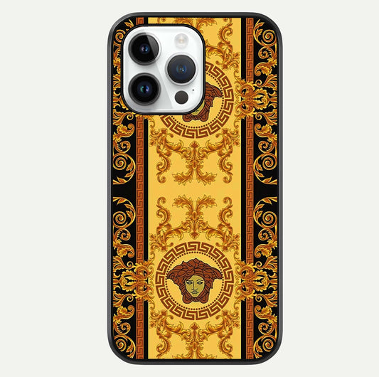 Golden Royal Heritage Glass Case For iPhone 14 Pro by Custom World