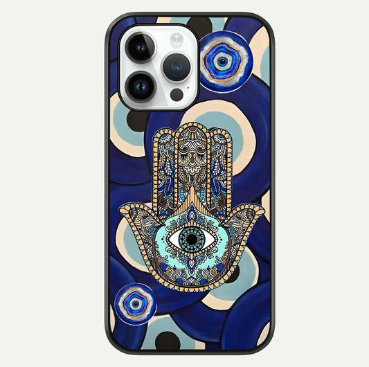 Hamsa Divine Guard Glass Case For iPhone 14 Pro by Custom World