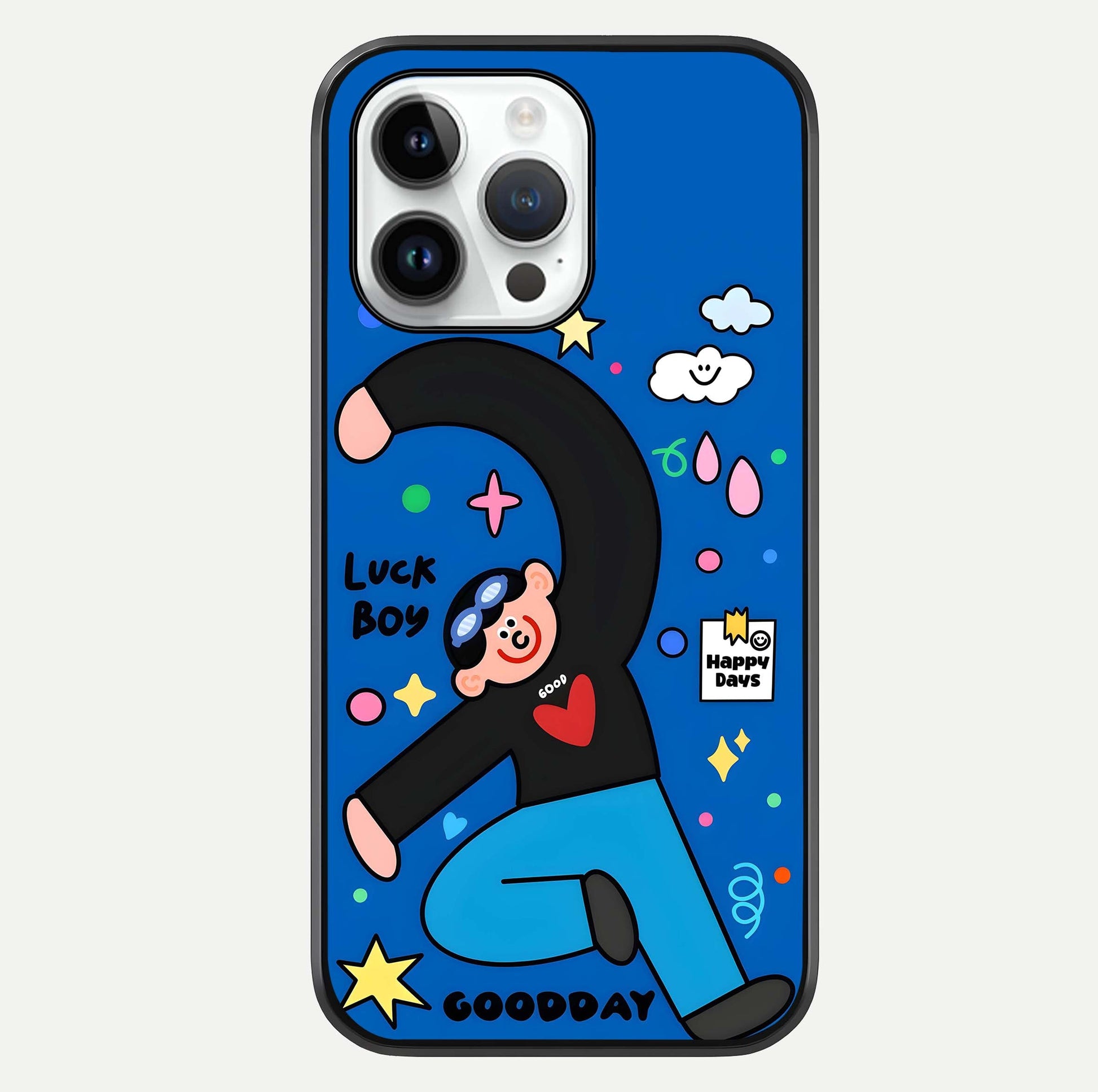 Happy Luck Vibe Glass Case For iPhone 14 Pro by Custom World