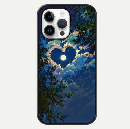 Heart With Moon Sky Glass Case For iPhone 14 Pro by Custom World