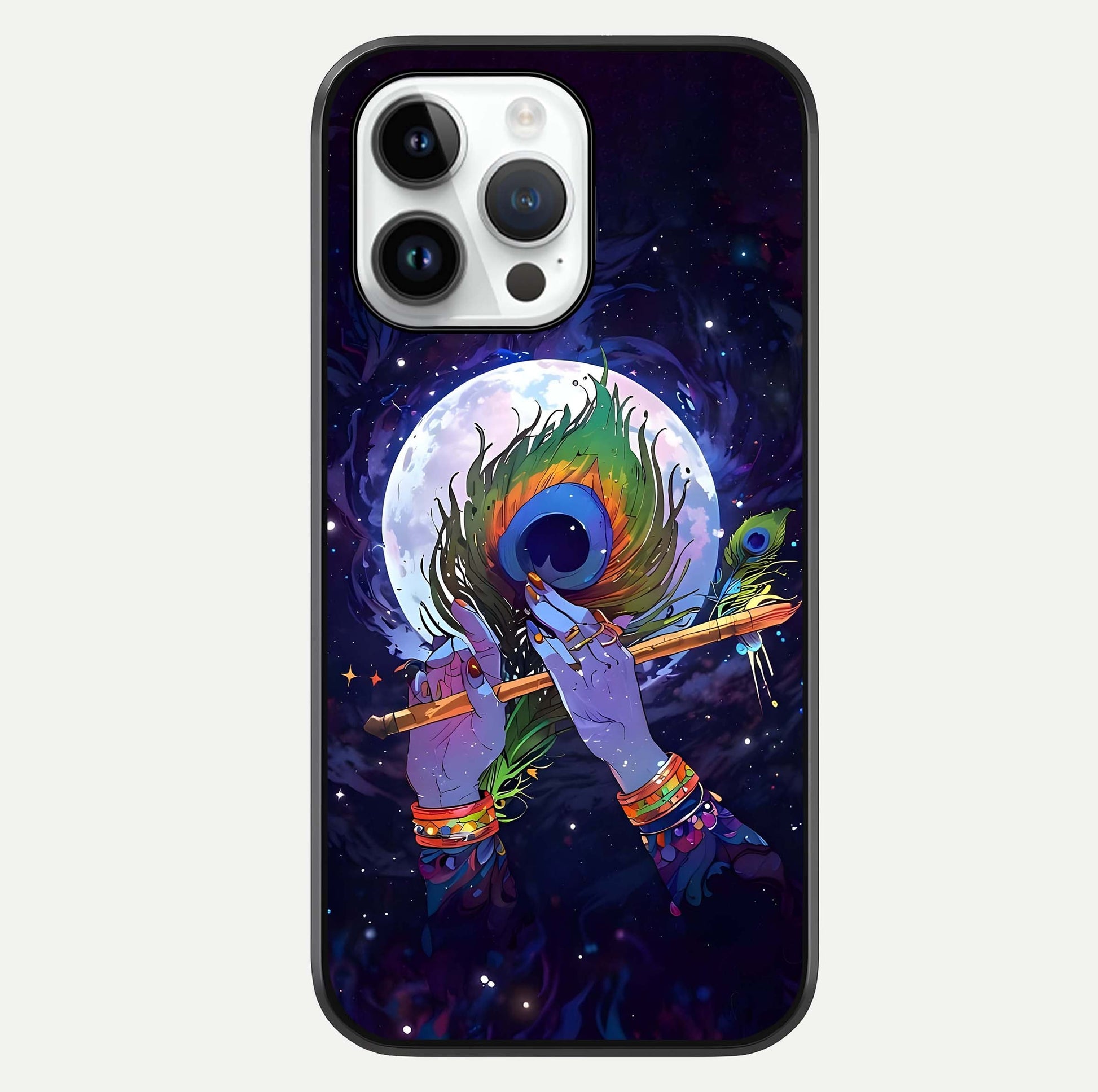 Krishna Hands Art Glass Case For iPhone 14 Pro by Custom World