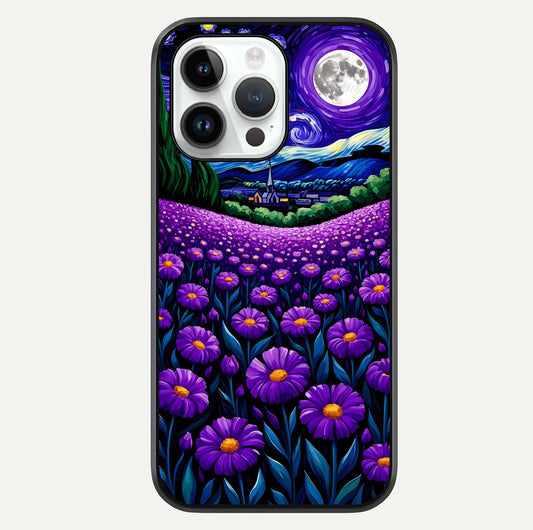 Lavender Moon Field Glass Case For iPhone 14 Pro by Custom World