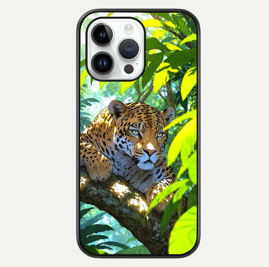 Leopard In Jungle Glass Case For iPhone 14 Pro by Custom World