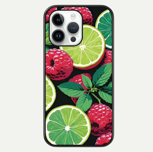 Lime & Raspberry Pattern Glass Case For iPhone 14 Pro by Custom World