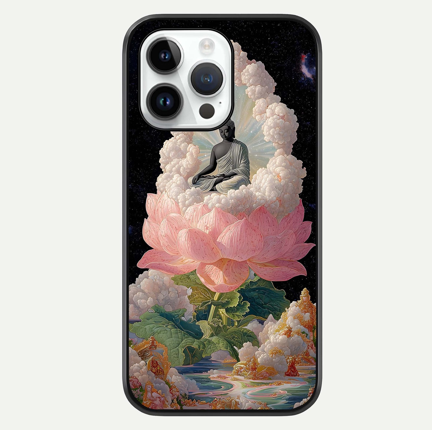 Lotus Divine Peace Glass Case For iPhone 14 Pro by Custom World