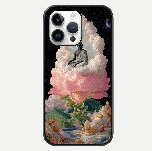 Lotus Divine Peace Glass Case For iPhone 14 Pro by Custom World