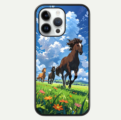 Majestic Horses Galloping Glass Case For iPhone 14 Pro by Custom World