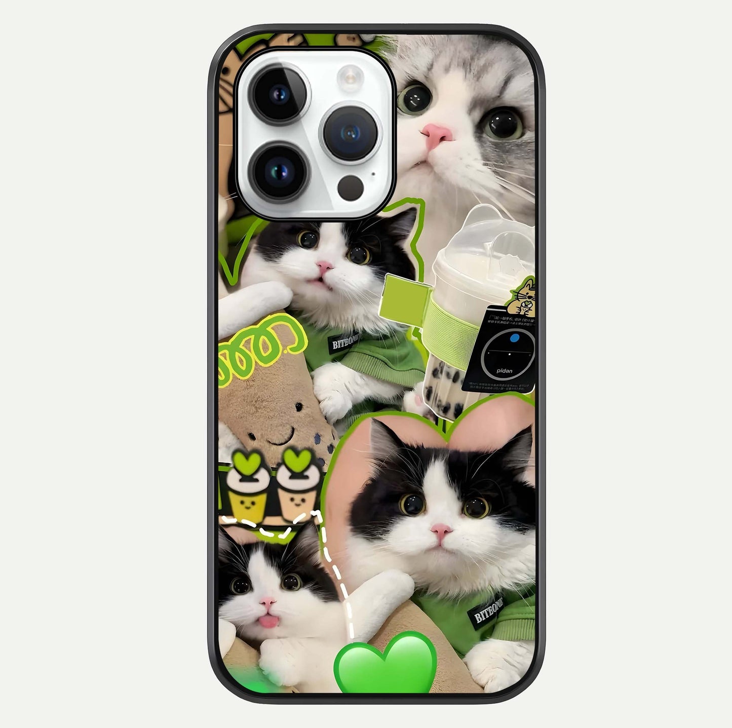 Matcha Cats Mood Glass Case For iPhone 14 Pro by Custom World