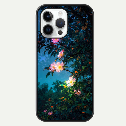 Midnight Bloom Glow Glass Case For iPhone 14 Pro by Custom World