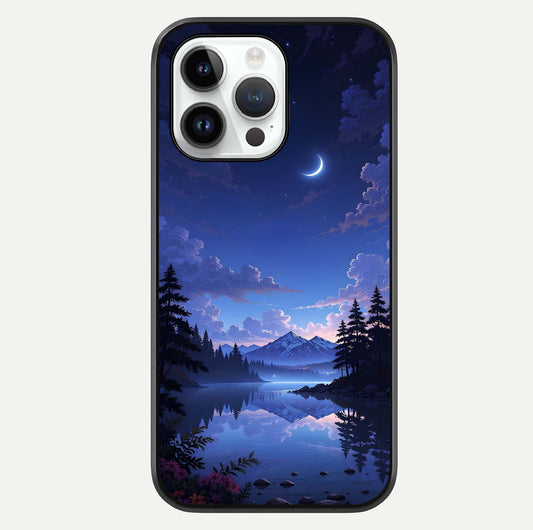 Midnight Lake Peace Glass Case For iPhone 14 Pro by Custom World