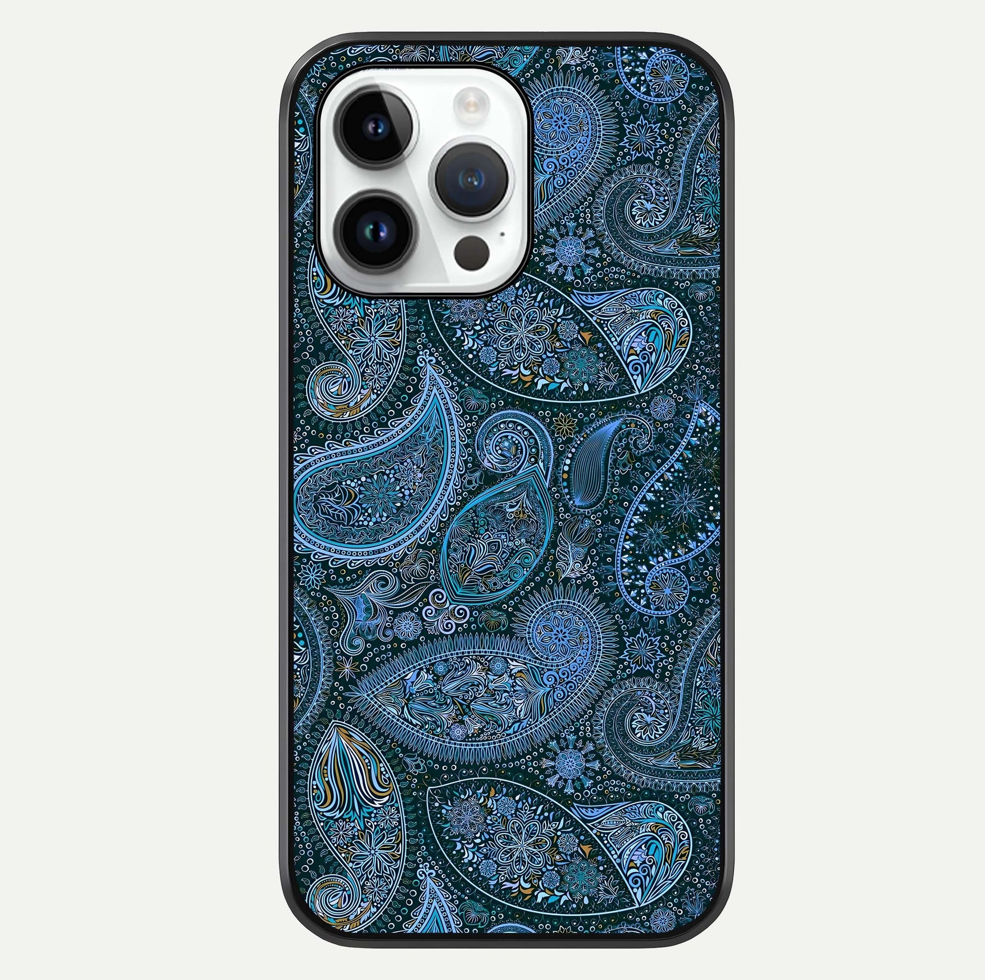 Midnight Paisley Glow Glass Case For iPhone 14 Pro by Custom World
