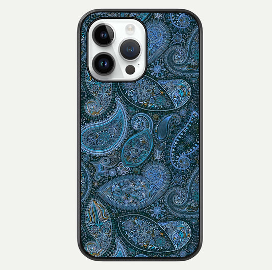 Midnight Paisley Glow Glass Case For iPhone 14 Pro by Custom World