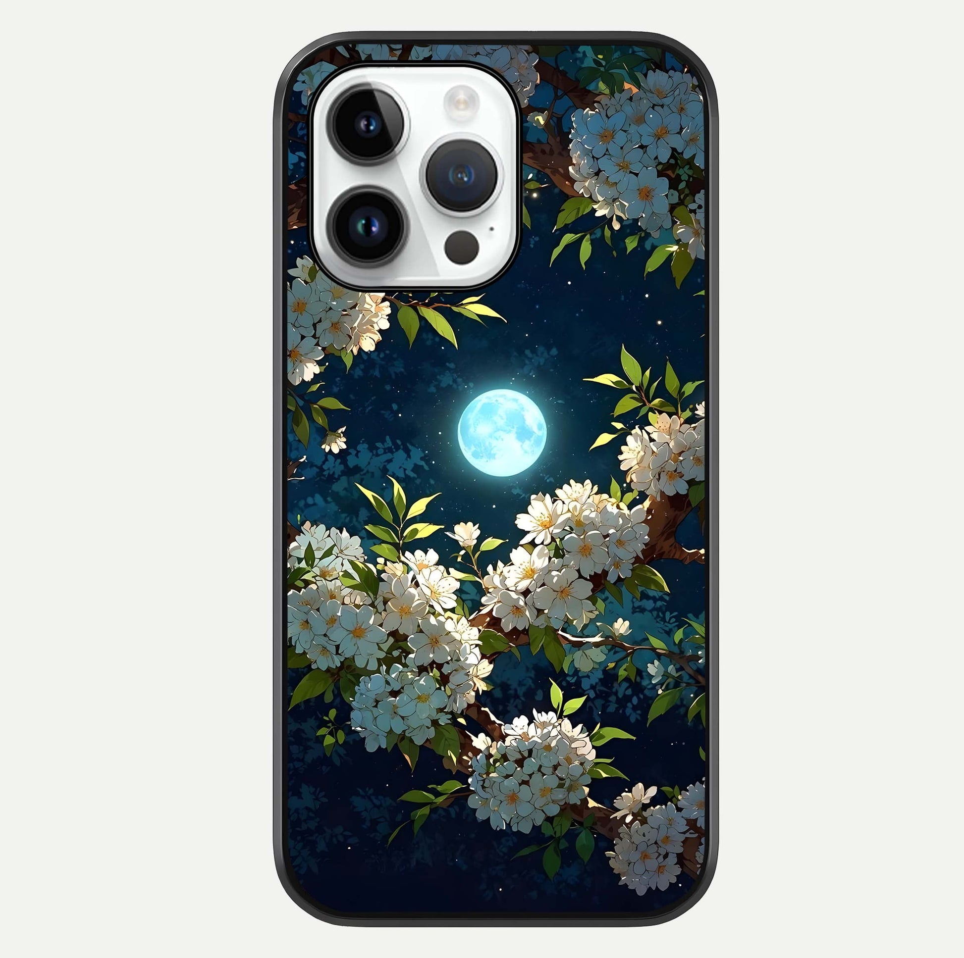 Moonlit Blossom Dream Glass Case For iPhone 14 Pro by Custom World