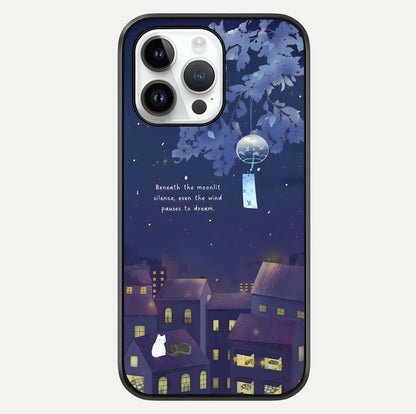 Moonlit Cat Silence Glass Case For iPhone 14 Pro by Custom World