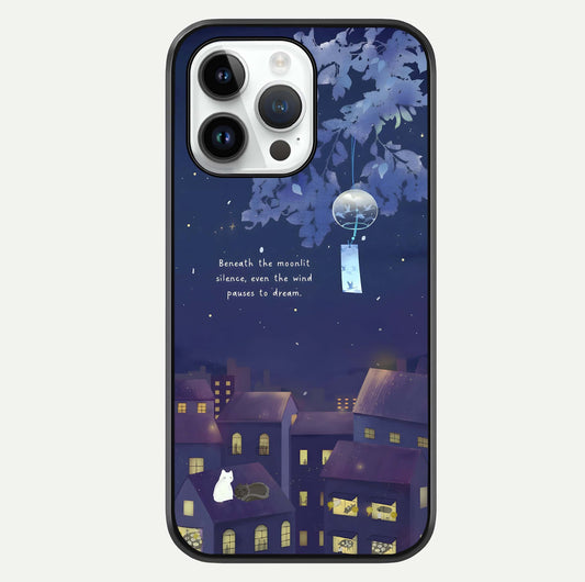 Moonlit Cat Silence Glass Case For iPhone 14 Pro by Custom World