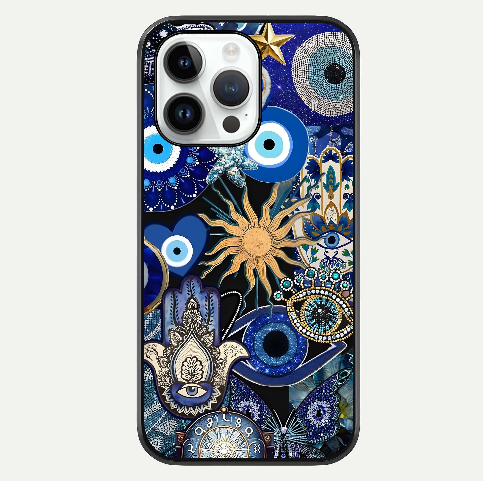 Mystic Blue Evil Eye Glass Case For iPhone 14 Pro by Custom World