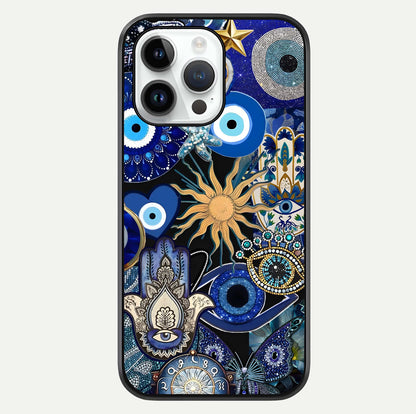 Mystic Blue Evil Eye Glass Case For iPhone 14 Pro by Custom World