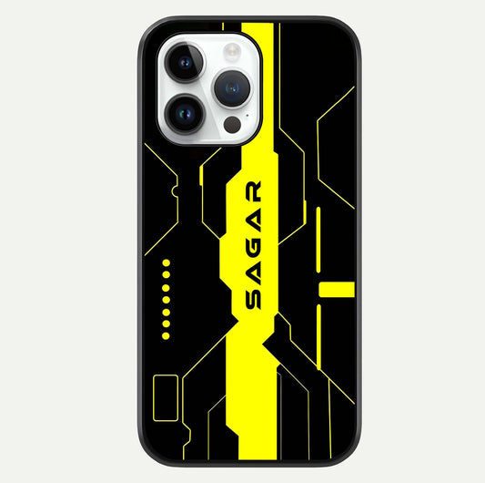 Neon CYBERPUNK Custom Name Glass Case For iPhone 14 Pro by Custom World