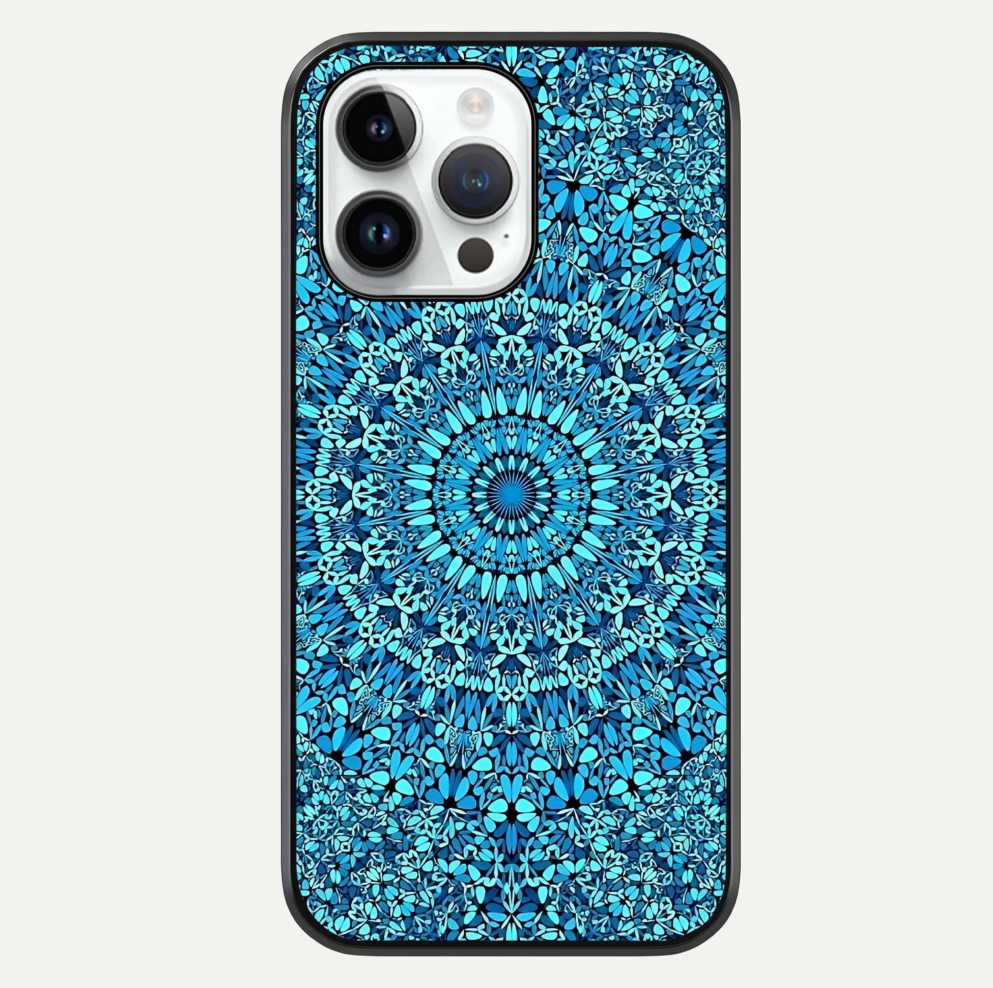 Ocean Bloom Mandala Glass Case For iPhone 14 Pro by Custom World