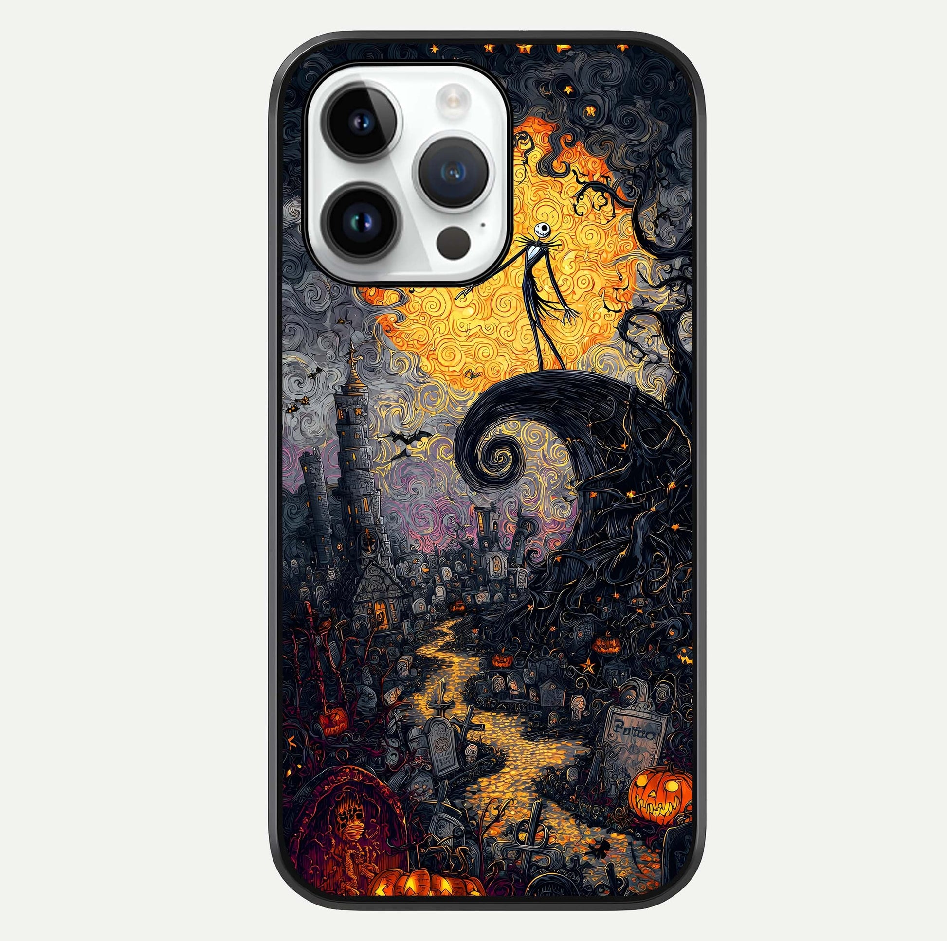 Pumpkin Moon Night Glass Case For iPhone 14 Pro by Custom World