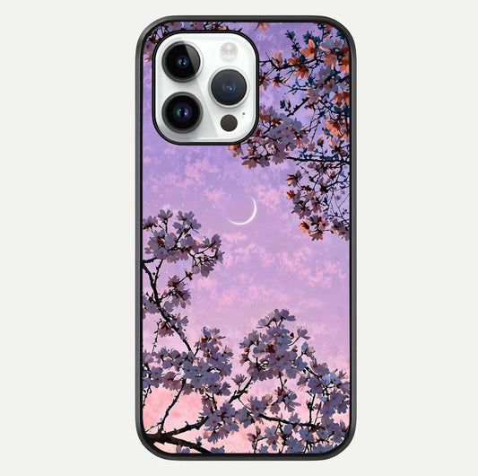 Purple Serenity Moon Glass Case For iPhone 14 Pro by Custom World