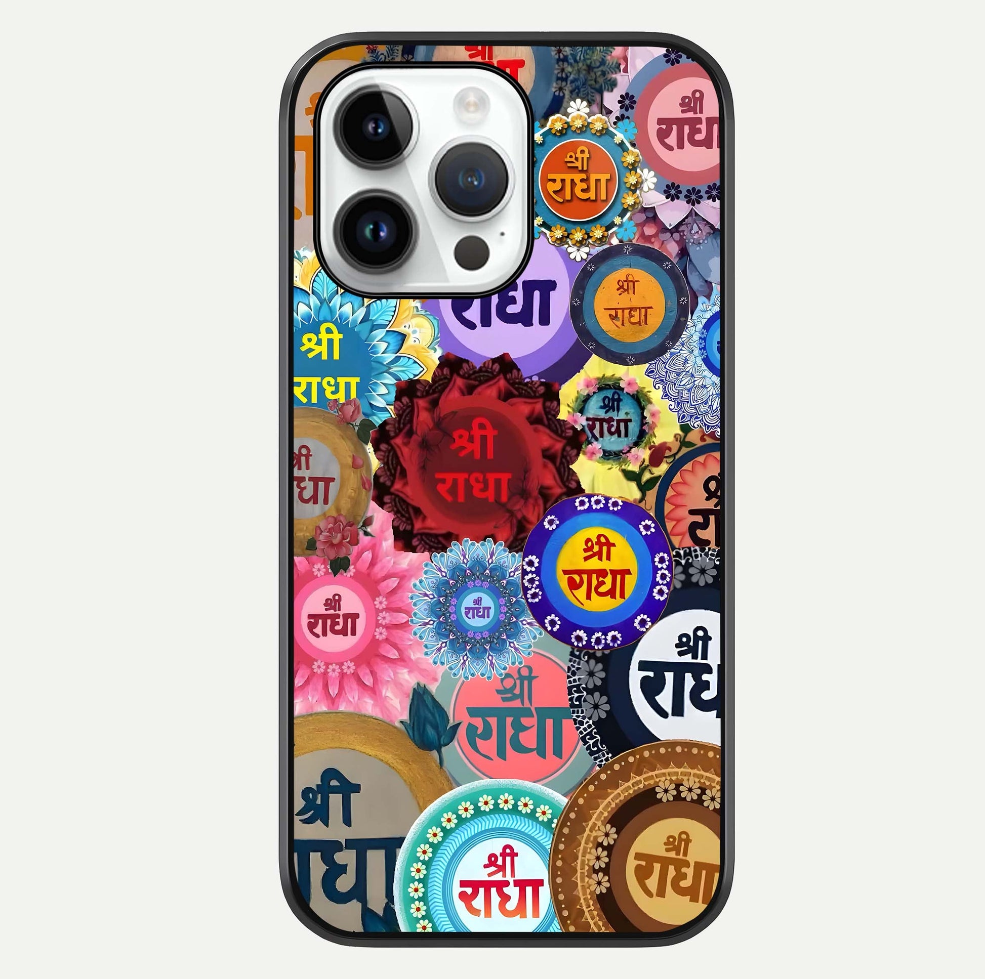 Radha Divine Bloom Glass Case For iPhone 14 Pro by Custom World
