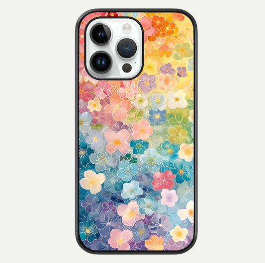 Rainbow Blossom Burst Glass Case For iPhone 14 Pro by Custom World