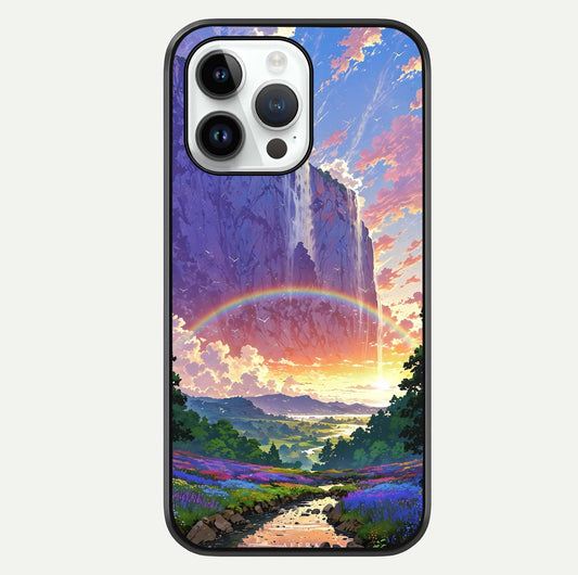 Rainbow Valley Dream Glass Case For iPhone 16 Pro by Custom World