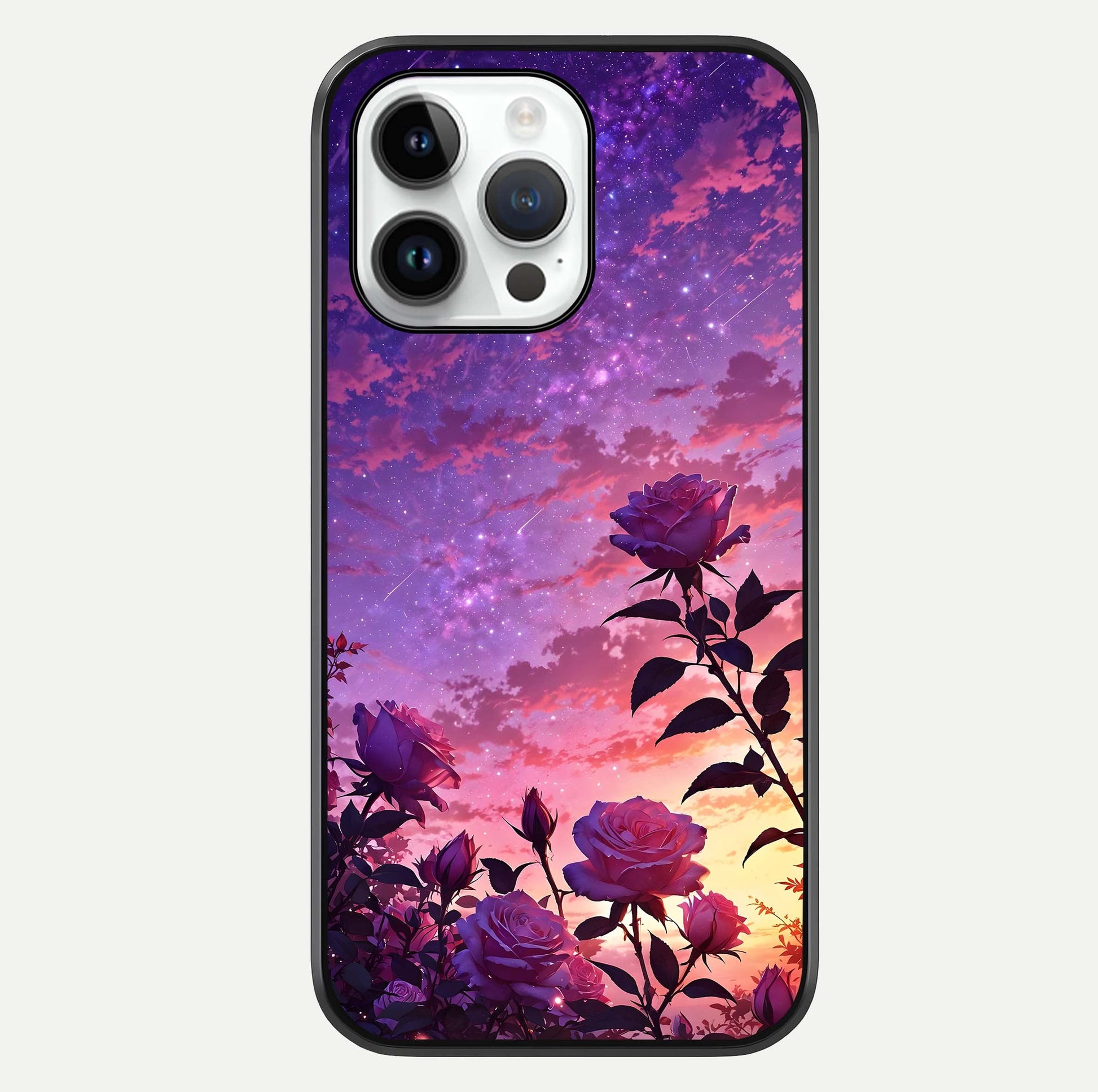 Starlit Rose Twilight Glass Case For iPhone 14 Pro by Custom World