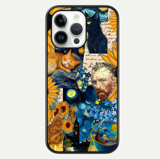 Sunflower Cat Art Glass Case For iPhone 14 Pro by Custom World