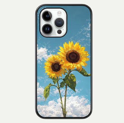 Sunflower Sky Bloom Glass Case For iPhone 14 Pro by Custom World