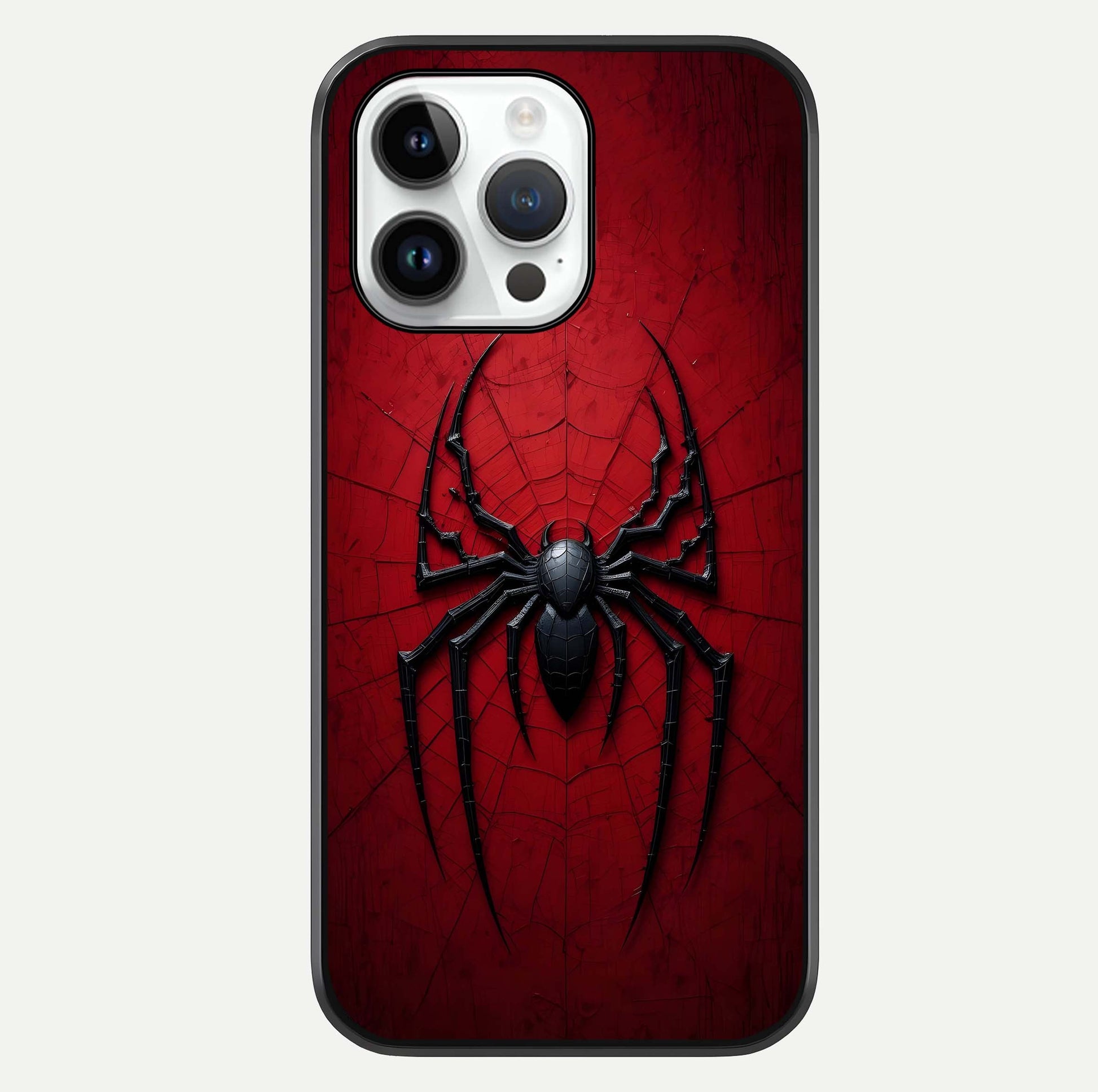 Superhero Web Emblem Glass Case For iPhone 14 Pro by Custom World