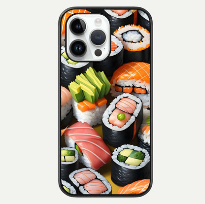 Sushi Food Pattern Glass Case For iPhone 14 Pro by Custom World