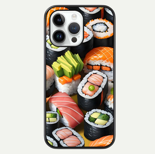 Sushi Food Pattern Glass Case For iPhone 14 Pro by Custom World