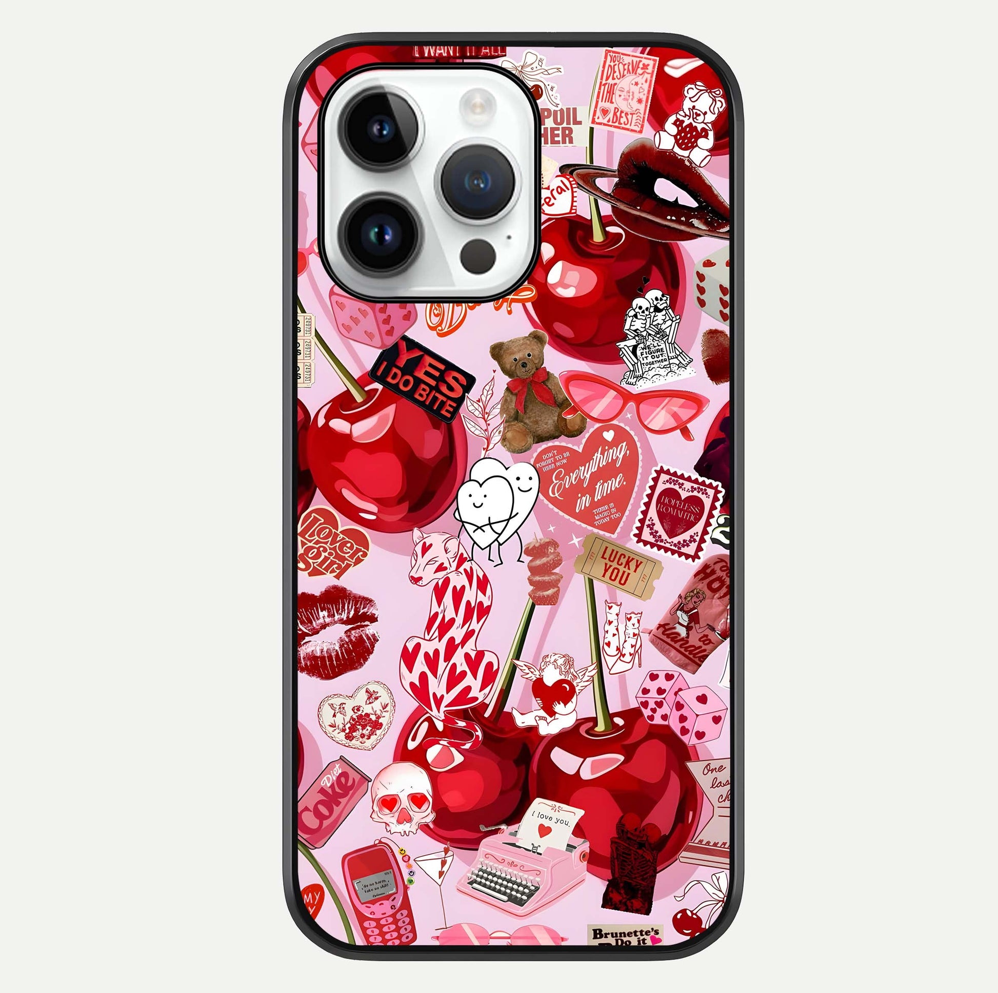 Sweet Cherry Chaos Glass Case For iPhone 14 Pro by Custom World