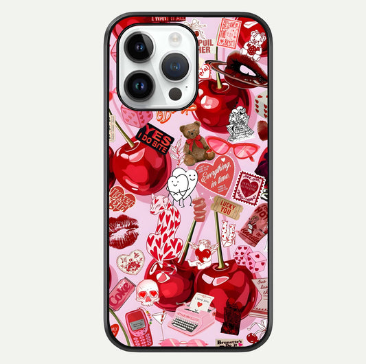 Sweet Cherry Chaos Glass Case For iPhone 14 Pro by Custom World