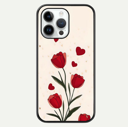 Tulip With Heart Glass Case For iPhone 16 Pro by Custom World