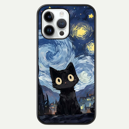 Van Gogh Cat Glass Case For iPhone 14 Pro by Custom World