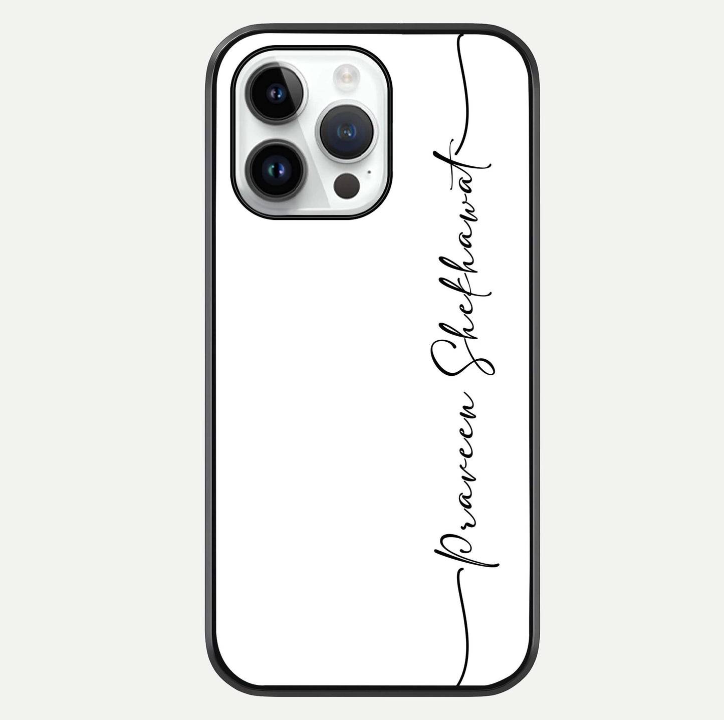 White Tune Custom Name Glass Case For iPhone 14 Pro by Custom World