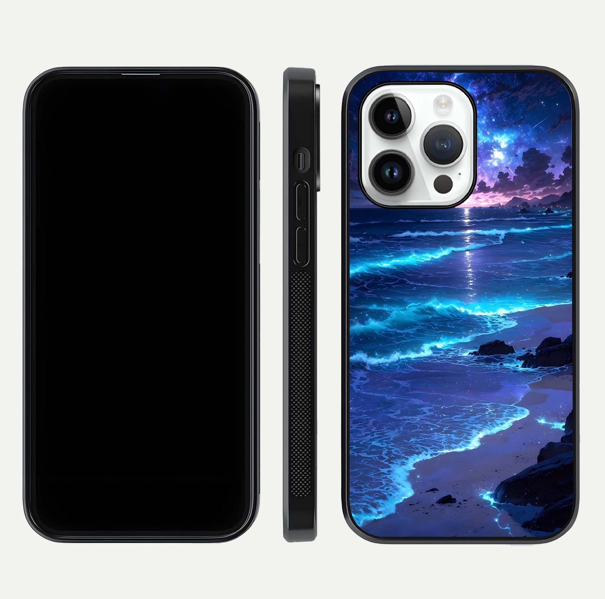 Classic Damn Look Glass Case for iPhone 14 Pro dual-view layout showing design clarity and glass polish